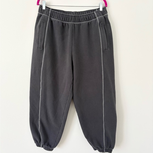 Athleta Shadow Grey Stone Forever Fleece High Rise Baggy Joggers Size Large - Picture 6 of 13